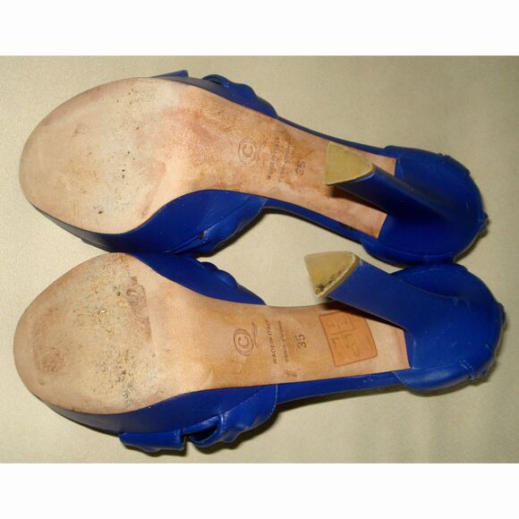 Alexander McQueen Platform Stiletto Peep Toe Blue Sandals Size 35 Italy - US 5 - Picture 7 of 11